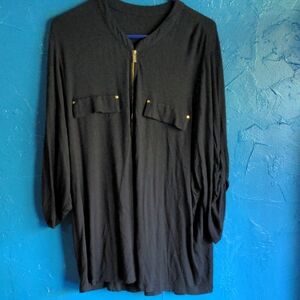 Black Zip-Up Long Sleeve Top